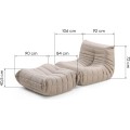 Designové křeslo s taburetem Fugi béžovo-šedé