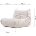 Designové sametové křeslo Fugi světle béžové