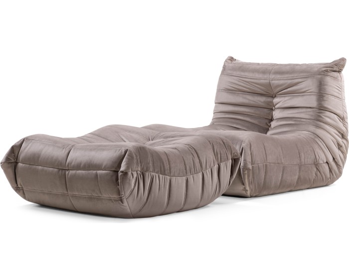 Designové křeslo s taburetem Fugi hnědo-šedé