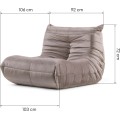 Designové sametové křeslo Fugi hnědo-šedé