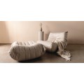 Designové křeslo s taburetem Fugi světle béžové