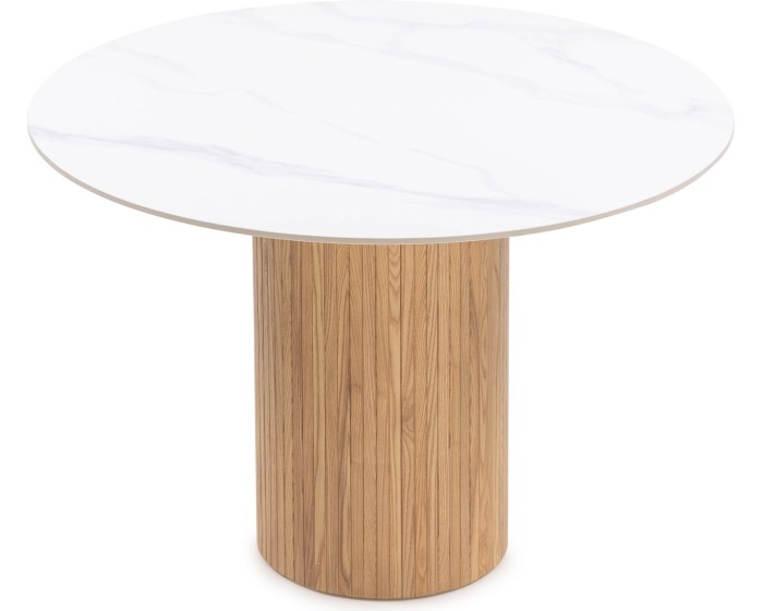 Jídelní stůl VENTURA 110 cm bílý mramor/jasan