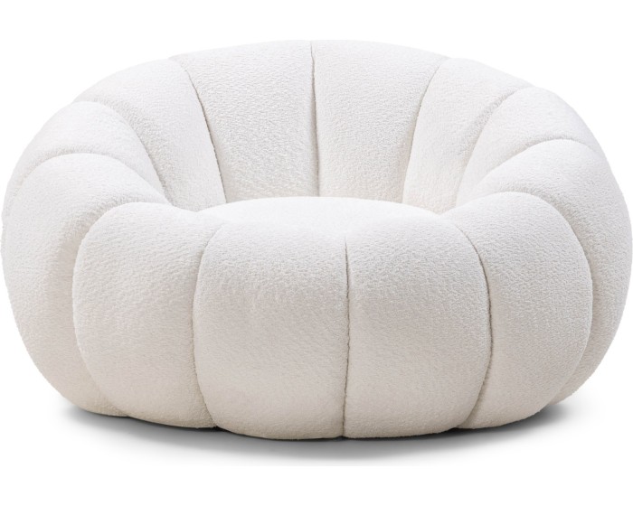 Designové relaxační křeslo KUGI 131 cm boucle bílé