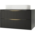Závěsná skříňka pod umyvadlo Avila s deskou 80 cm černá/zlatá