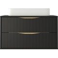Závěsná skříňka pod umyvadlo Avila s deskou 80 cm černá/zlatá