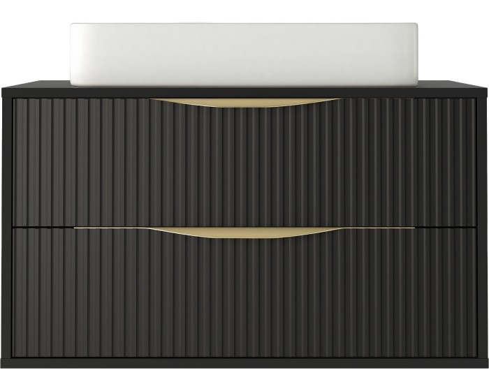 Závěsná skříňka pod umyvadlo Avila s deskou 80 cm černá/zlatá