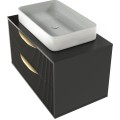 Závěsná skříňka pod umyvadlo Avila s deskou 80 cm černá/zlatá