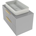 Závěsná skříňka pod umyvadlo Avila s deskou 80 cm šedá/zlatá