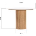 Jídelní stůl VENTURA 110 cm bílý mramor/jasan