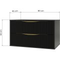 Závěsná skříňka pod umyvadlo Avila s deskou 80 cm černá/zlatá