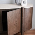 Komoda Bruna 173 cm z masivu dub mocha/mramor krémový