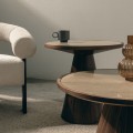 Odkládací stolek Kyoto 60 cm travertin/ořech