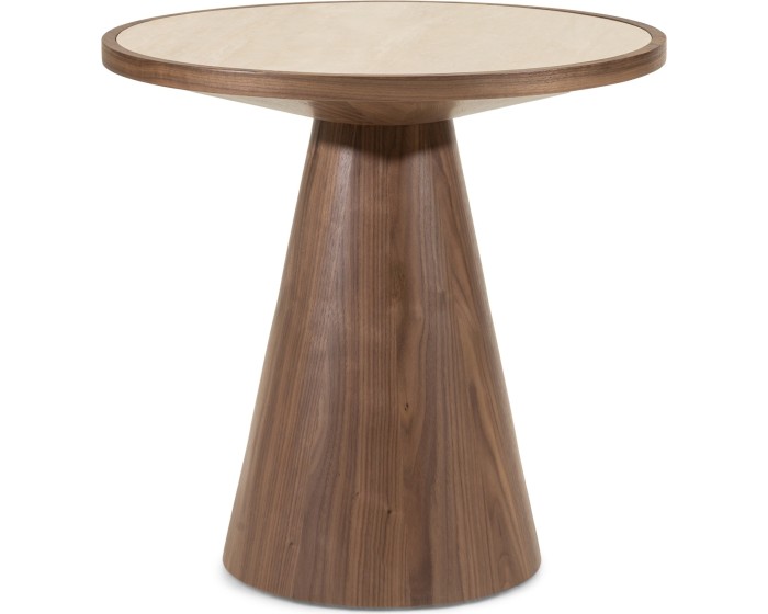 Odkládací stolek Kyoto 60 cm travertin/ořech