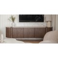 TV stolek Bruna 221 cm z masivu dub mocha/mramor krémový