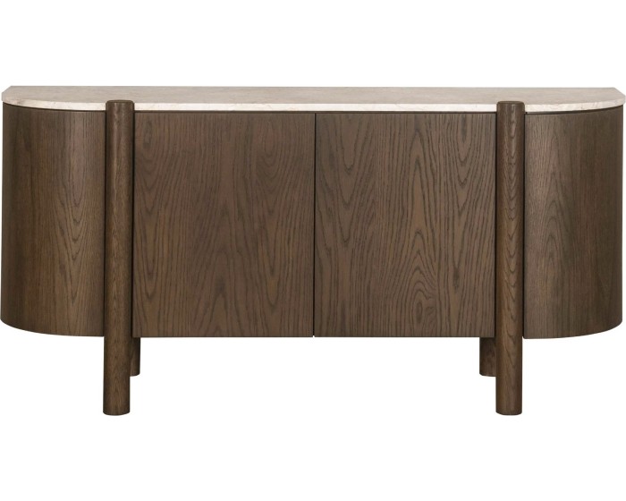 Komoda Bruna 173 cm z masivu dub mocha/mramor krémový