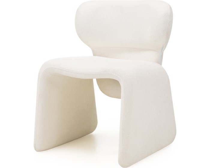 Designová jídelní židle Nabila bouclé bílá