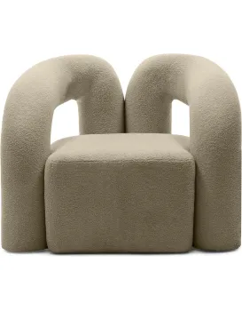 Designové křeslo Merry bouclé hnědé
