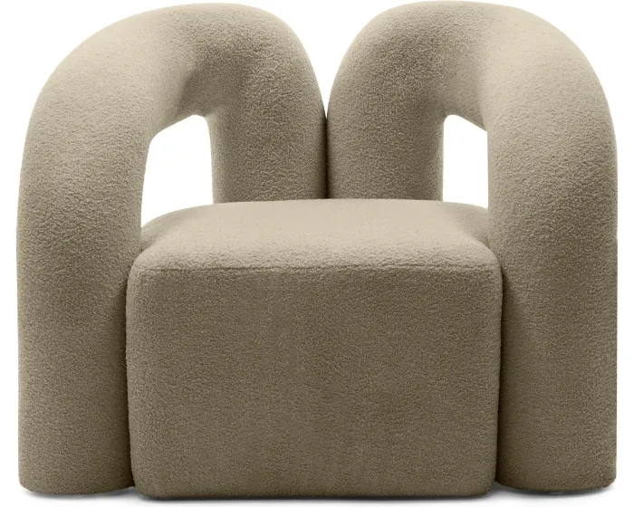 Designové křeslo Merry bouclé hnědé
