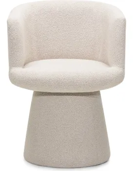 Otočné designové křeslo Yato bouclé světle béžové