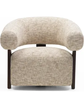 Designové křeslo Maribel béžovo-šedé/ořech