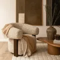 Designové křeslo Maribel béžovo-šedé/ořech