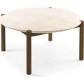 Kulatý jídelní stůl Bruna 150 cm z masivu dub mocha/krémový mramor