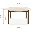 Kulatý jídelní stůl Bruna 150 cm z masivu dub mocha/krémový mramor