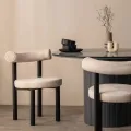 Jídelní židle PEDRO bouclé světle béžová/černá