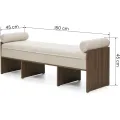 Čalouněná lavice Loppo 150 cm bouclé béžová/ořech Wisconsin