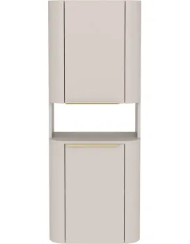 Závěsná vysoká koupelnová skříňka Bassa 50 cm kašmírová/zlatá