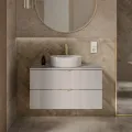 Závěsná skříňka pod umyvadlo Omi 80 cm kašmírová/zlatá