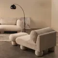 Designový taburet Fragola 90 cm bouclé světle béžový