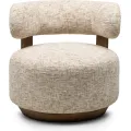 Designové křeslo Dolce béžovo-šedé/ořech