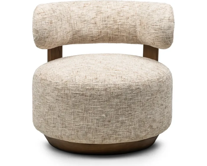 Designové křeslo Dolce béžovo-šedé/ořech