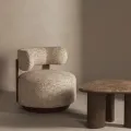 Designové křeslo Dolce béžovo-šedé/ořech