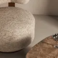 Designové křeslo Dolce béžovo-šedé/ořech