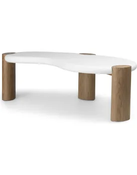 Konferenční stolek Floe 125 cm bílý/ořech