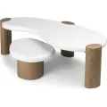 Odkládací stolek Floe 50 cm bílý/ořech