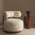 Designové křeslo Dolce krémové/ořech