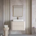 Závěsná skříňka pod umyvadlo Nuvia s deskou 80 cm kašmírová
