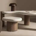 Odkládací stolek Floe 50 cm bílý/ořech
