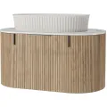 Závěsná skříňka s deskou a umyvadlem La Simplicite 80 cm dub přírodní/bílá