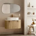Závěsná skříňka s deskou a umyvadlem La Simplicite 80 cm dub přírodní/bílá