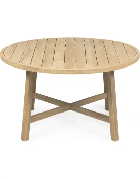 Kulatý zahradní stůl Castello 130 cm z masivu akáciové dřevo/teak