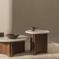 Konferenční stolek Marlo 80 cm krémový/ořech