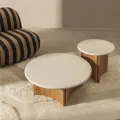 Konferenční stolek Marlo 80 cm krémový/dub přírodní