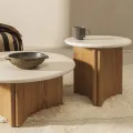 Odkládací stolek Marlo 50 cm krémový/dub přírodní