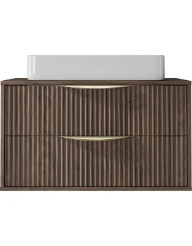 Závěsná skříňka pod umyvadlo Avila s deskou 80 cm ořech