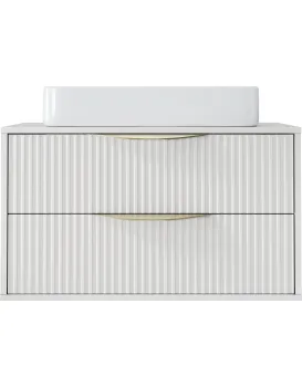 Závěsná skříňka pod umyvadlo Avila s deskou 80 cm bílá/zlatá