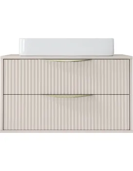 Závěsná skříňka pod umyvadlo Avila s deskou 80 cm kašmír/zlatá
